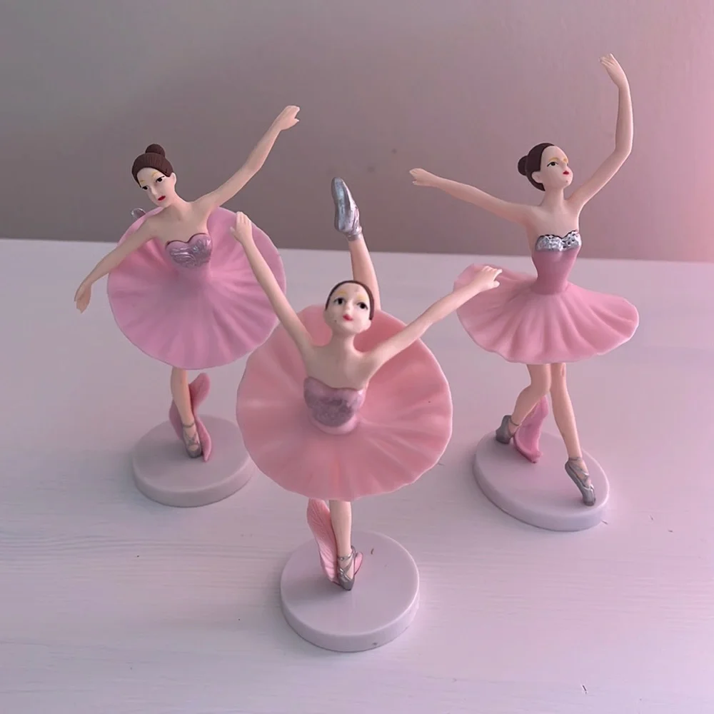 3 Piece Pink Ballerina Figurines